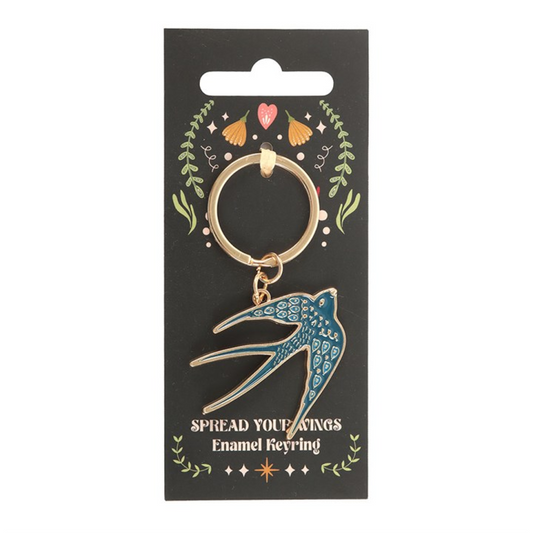 Blue Spread Your Wings Swallow Keyring