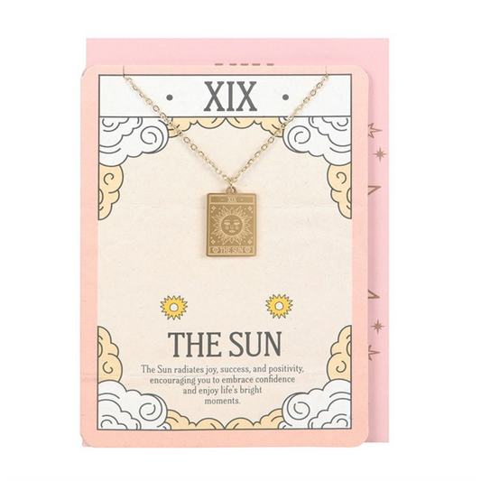 The Sun Vintage Tarot Necklace on Greeting Card