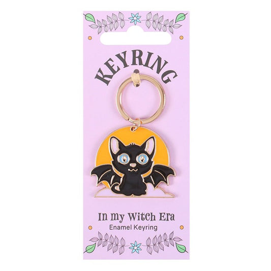 In My Witch Era Bat Cat and Moon Enamel Keyring