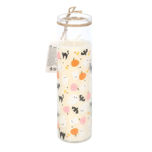 Sweet and Spooky Print Candy Corn Tube Candle