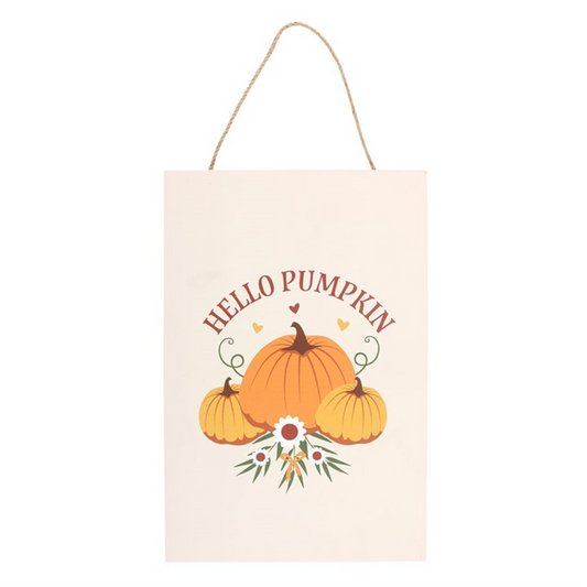 Autumn Days Hello Pumpkin Hanging Sign
