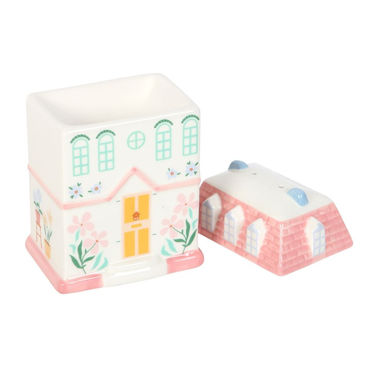 Pastel House Shaped Ceramic Oil Burner and Wax Warmer
