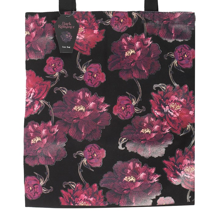 Dark Romance Floral Print Tote Bag