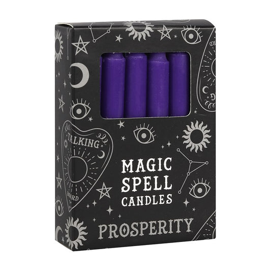 Set of 12 Purple Wax Spell Unscented Candles