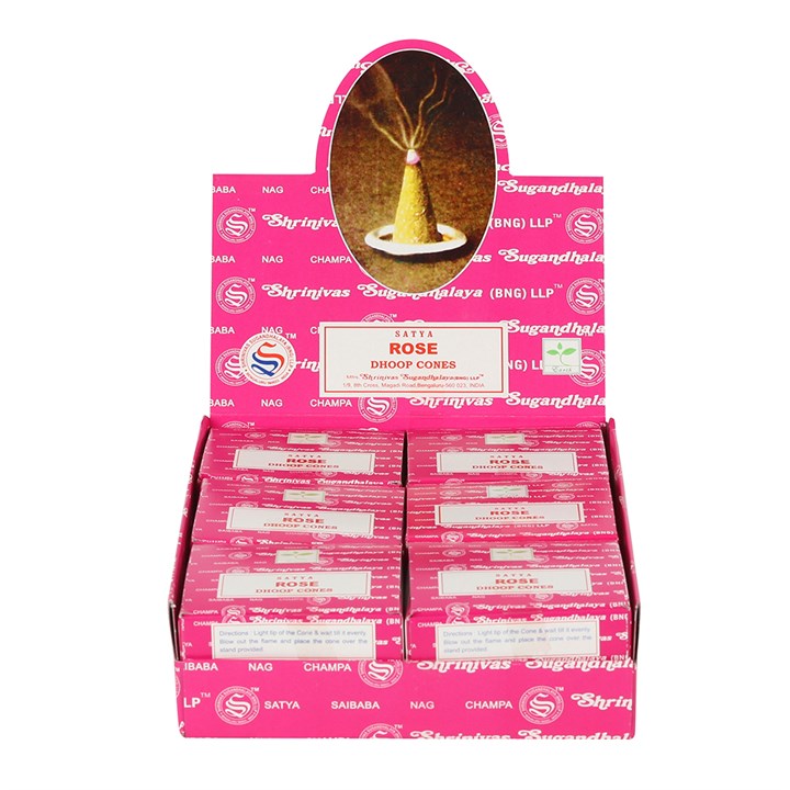 Set of 12 Rose Dhoop Incense Cones by Satya