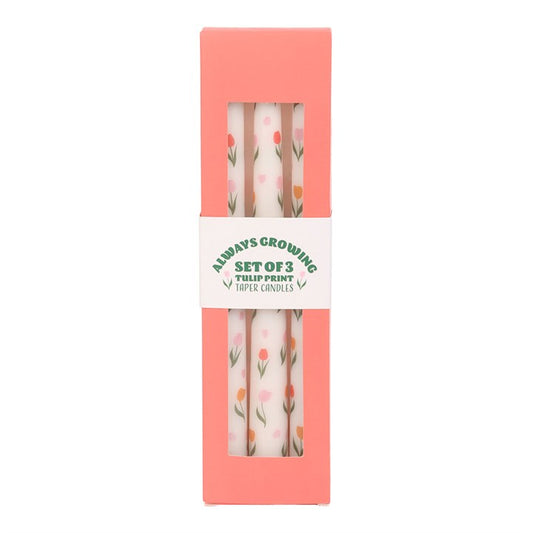 Set of 3 Tulip Print Taper Candles