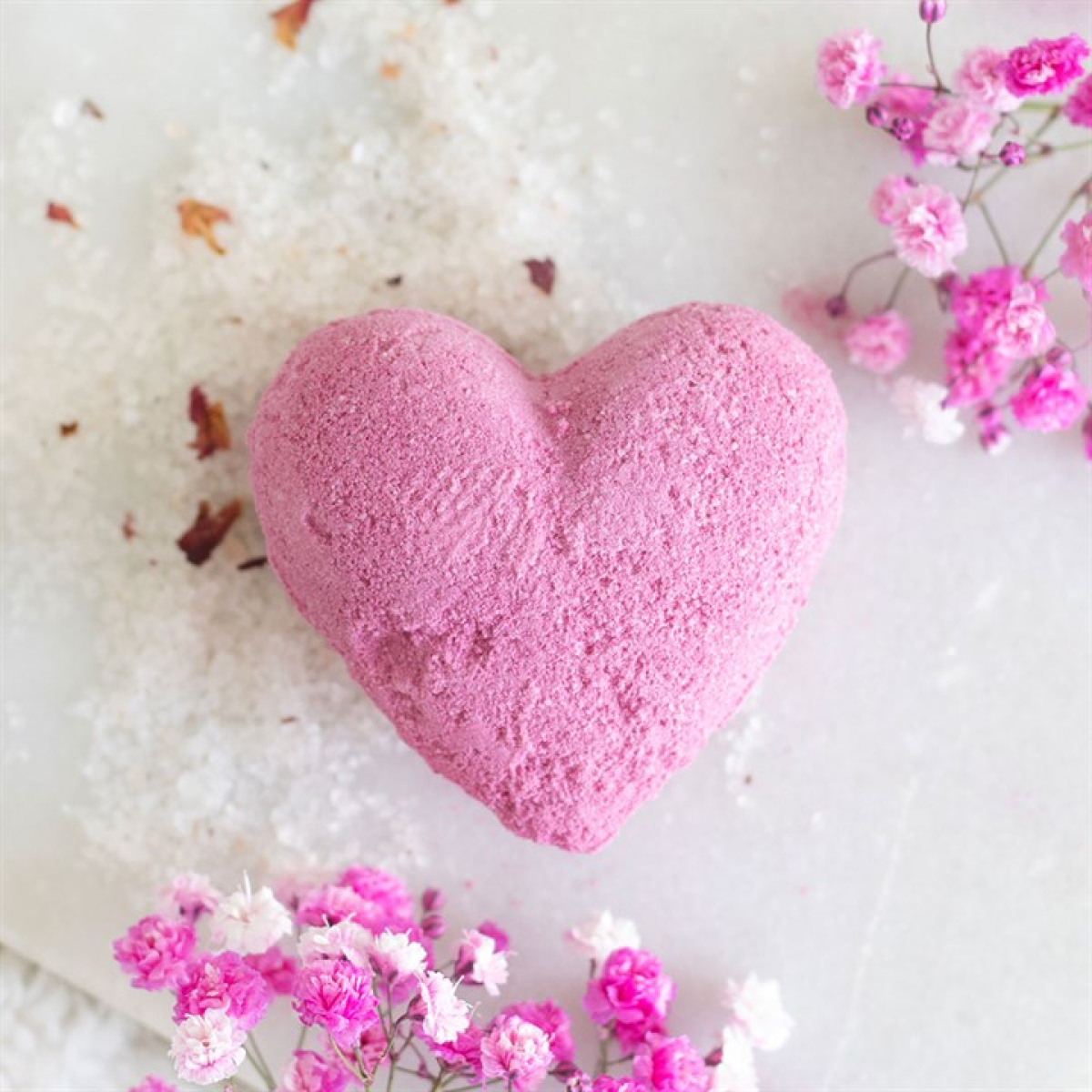 Love Yourself Heart-Shaped Cherry Bath Bomb