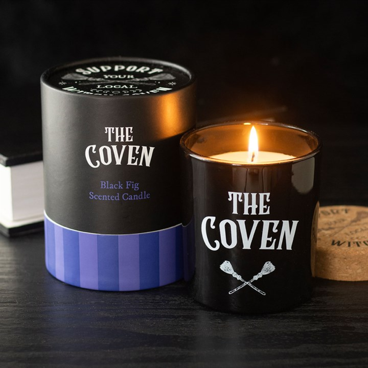 The Coven Black Fig Scented Glass Candle with Cork Lid
