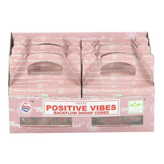 Set of 6 Positive Vibes Backflow Dhoop Incense Cones by Satya (6/30)