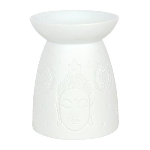 White Ceramic Buddha Face Oil Burner and Wax Warmer