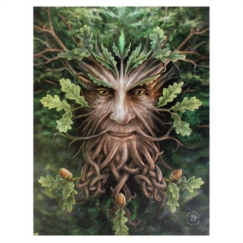 Oak King Canvas Plaque by Anne Stokes
