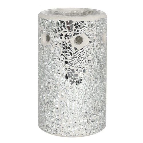 Silver Pillar Crackle Glass Oil Burner and Wax Warmer